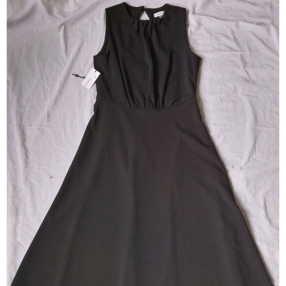 Calvin Klein Sleeveless Midi Dress Black Fit And Flare Womens Size 2 - Picture 2 of 10